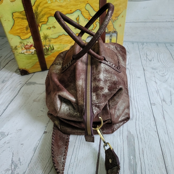 HOBO Large Leather Shelia Plum Graphite Satchel/Shoulder/Crossbody Bag - Picture 5 of 9
